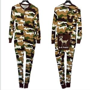 Lazy One Camo Buck Naked Adult Flapjack One Piece Pajama Whistler B.C. Souvenir